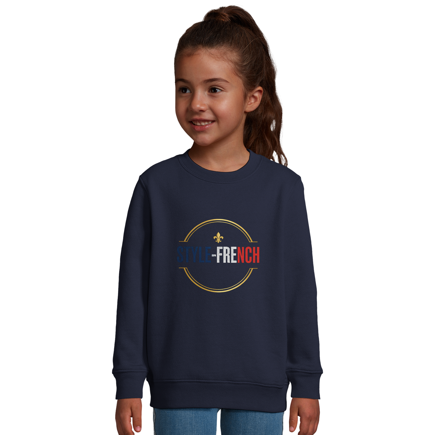 Sweat-shirt Fille 'Petite Française Grand Cœur' - Coton Bio & Recyclé