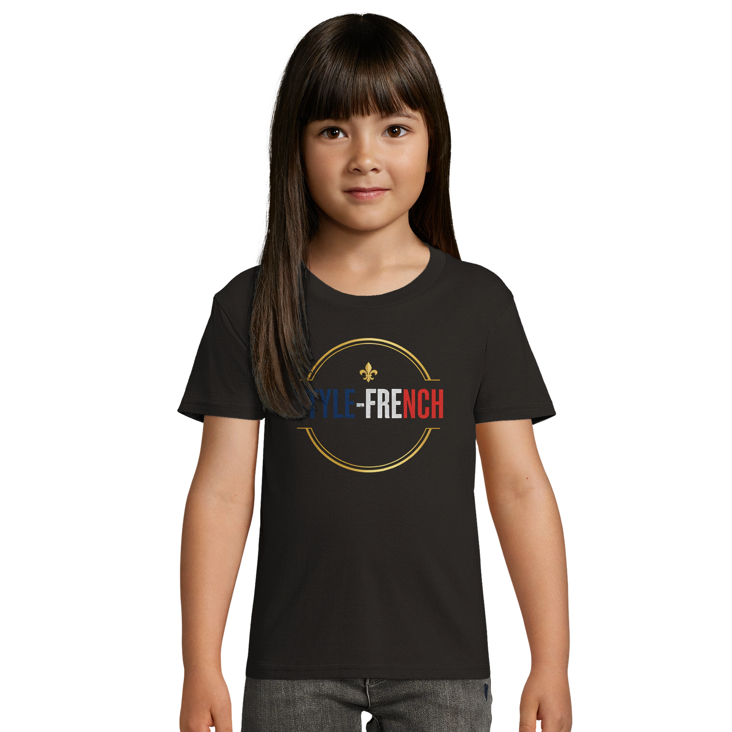 T-Shirt Fille Française au Grand Cœur – 100% Coton Bio