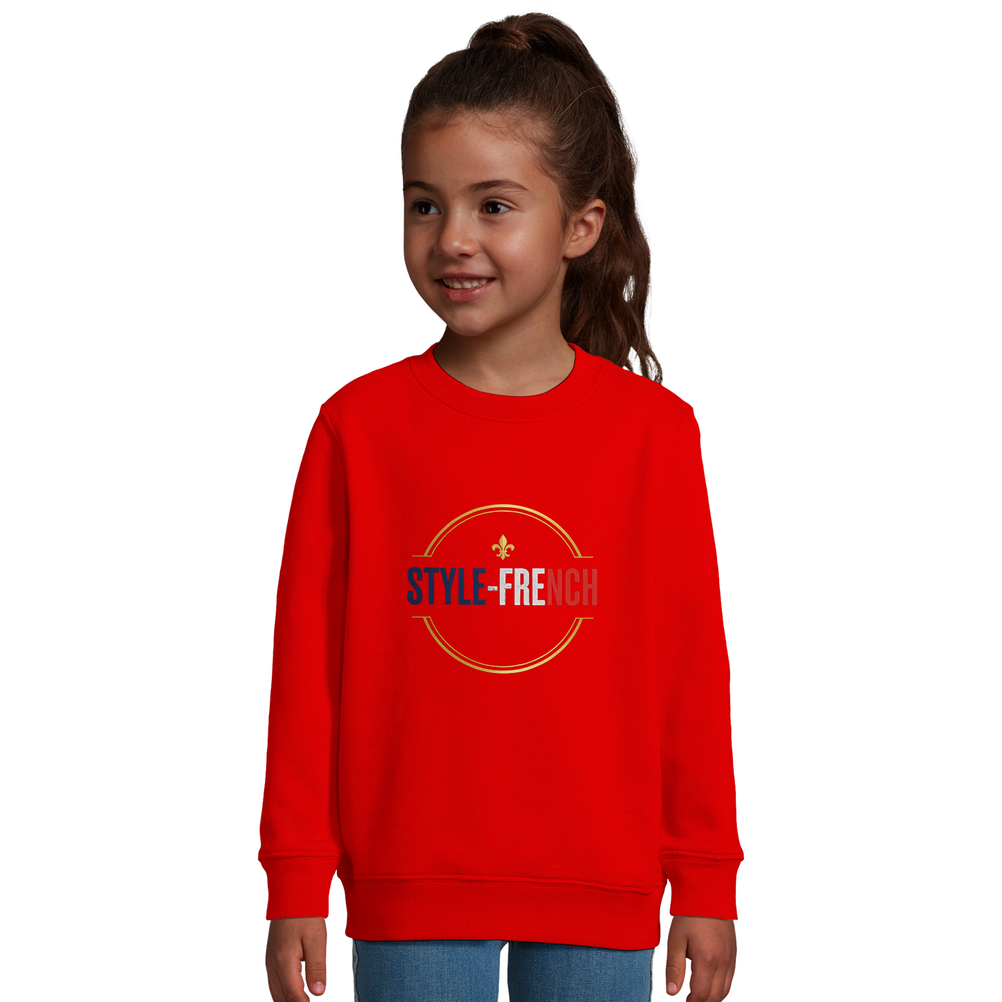 Sweat-shirt Fille 'Petite Française Grand Cœur' - Coton Bio & Recyclé