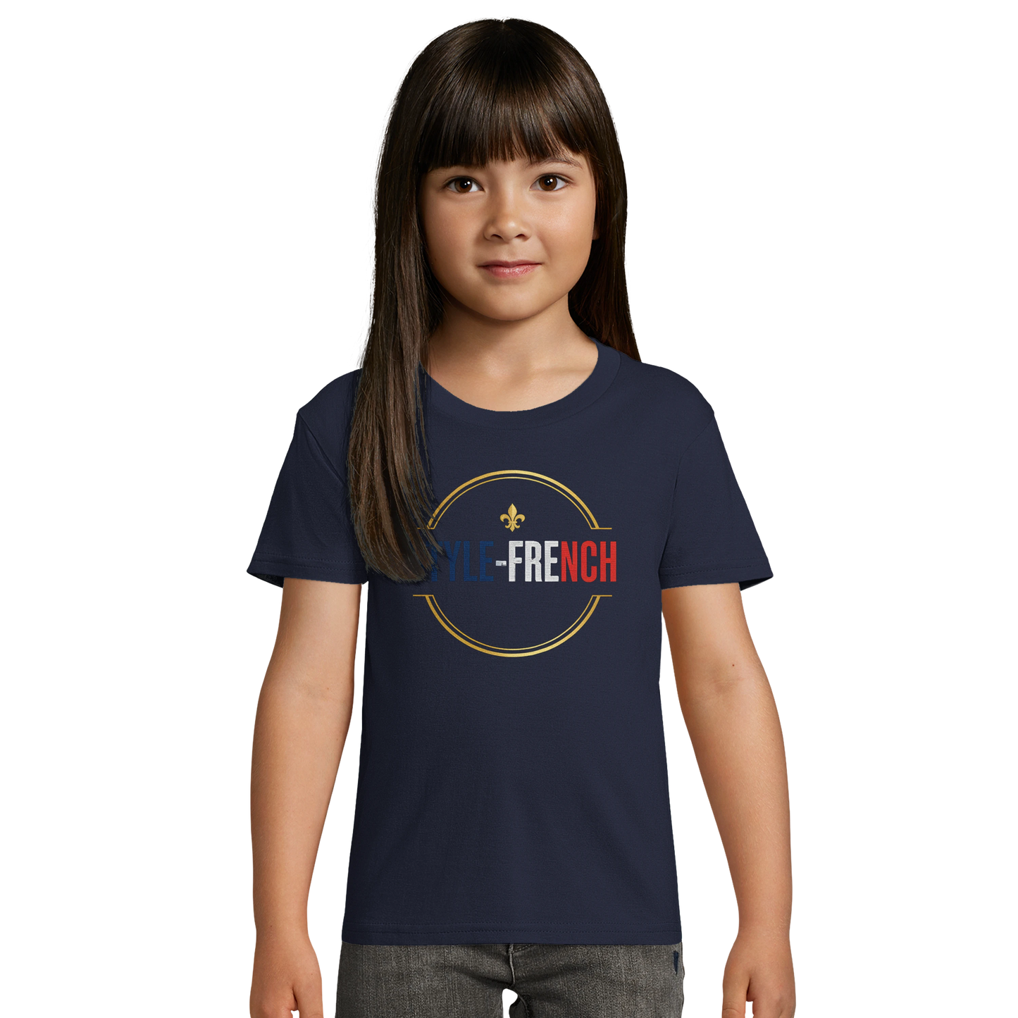 T-Shirt Fille Française au Grand Cœur – 100% Coton Bio