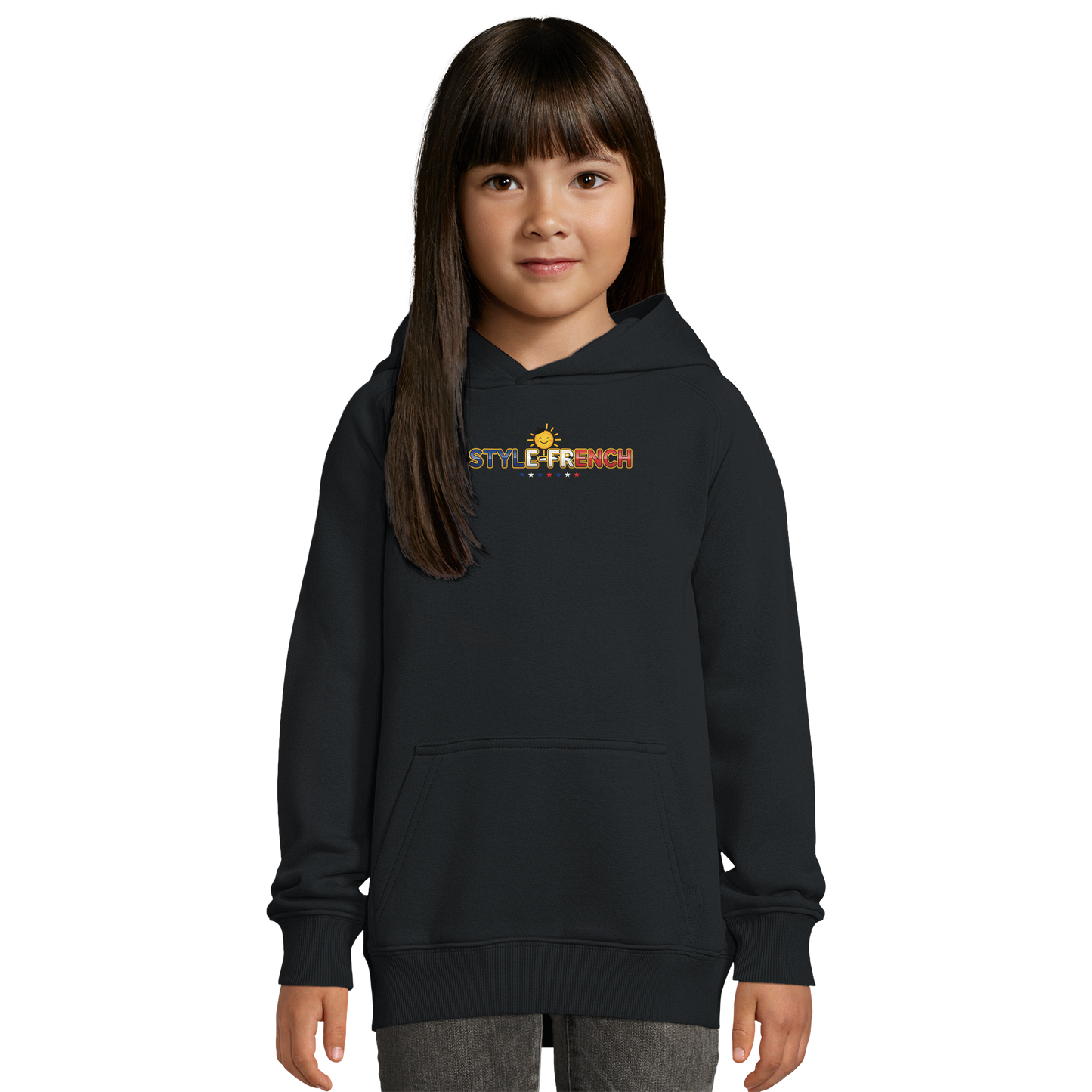 Sweat à Capuche fille- Design La France dans mon Cœur - Coton Bio