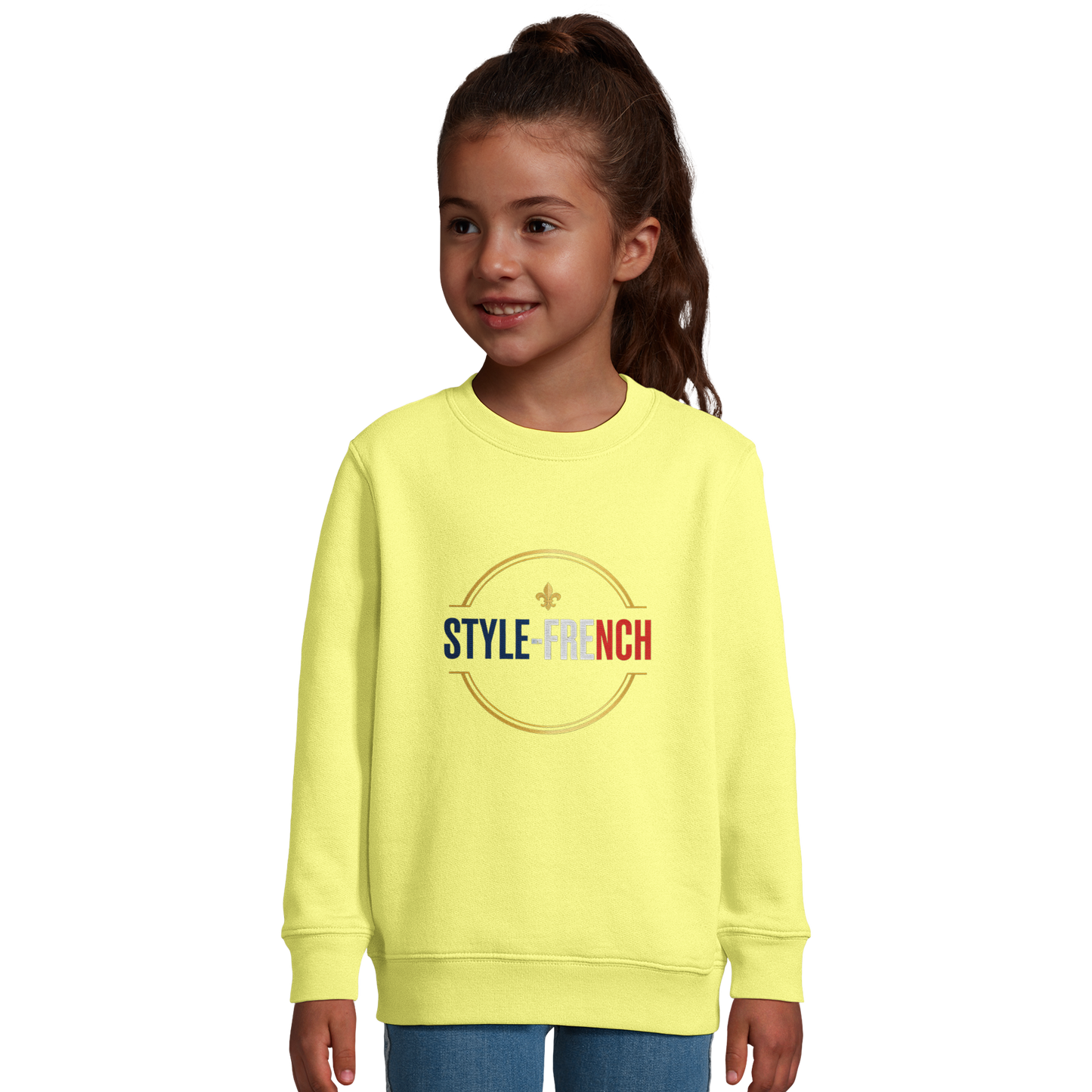 Sweat-shirt Fille 'Petite Française Grand Cœur' - Coton Bio & Recyclé