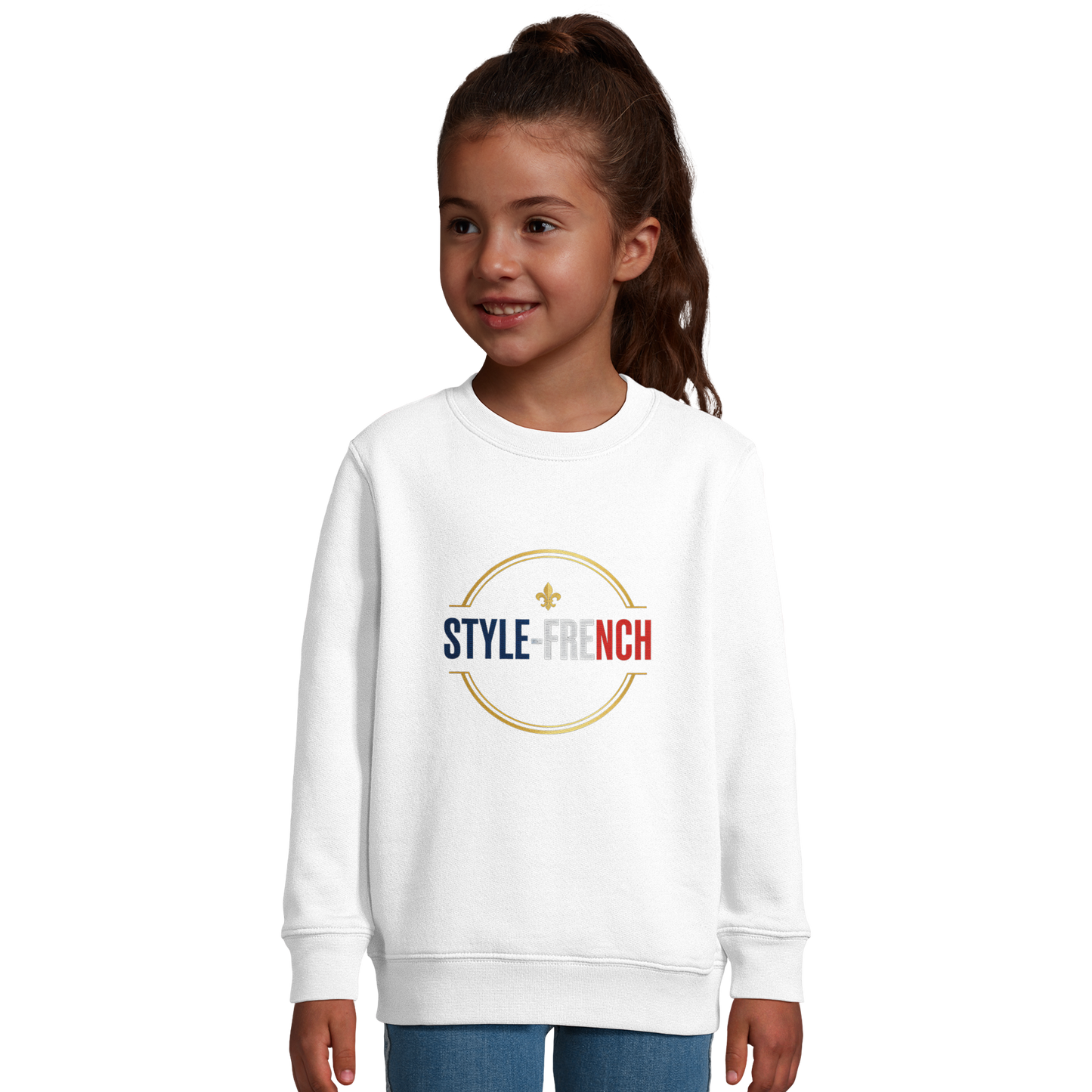 Sweat-shirt Fille 'Petite Française Grand Cœur' - Coton Bio & Recyclé