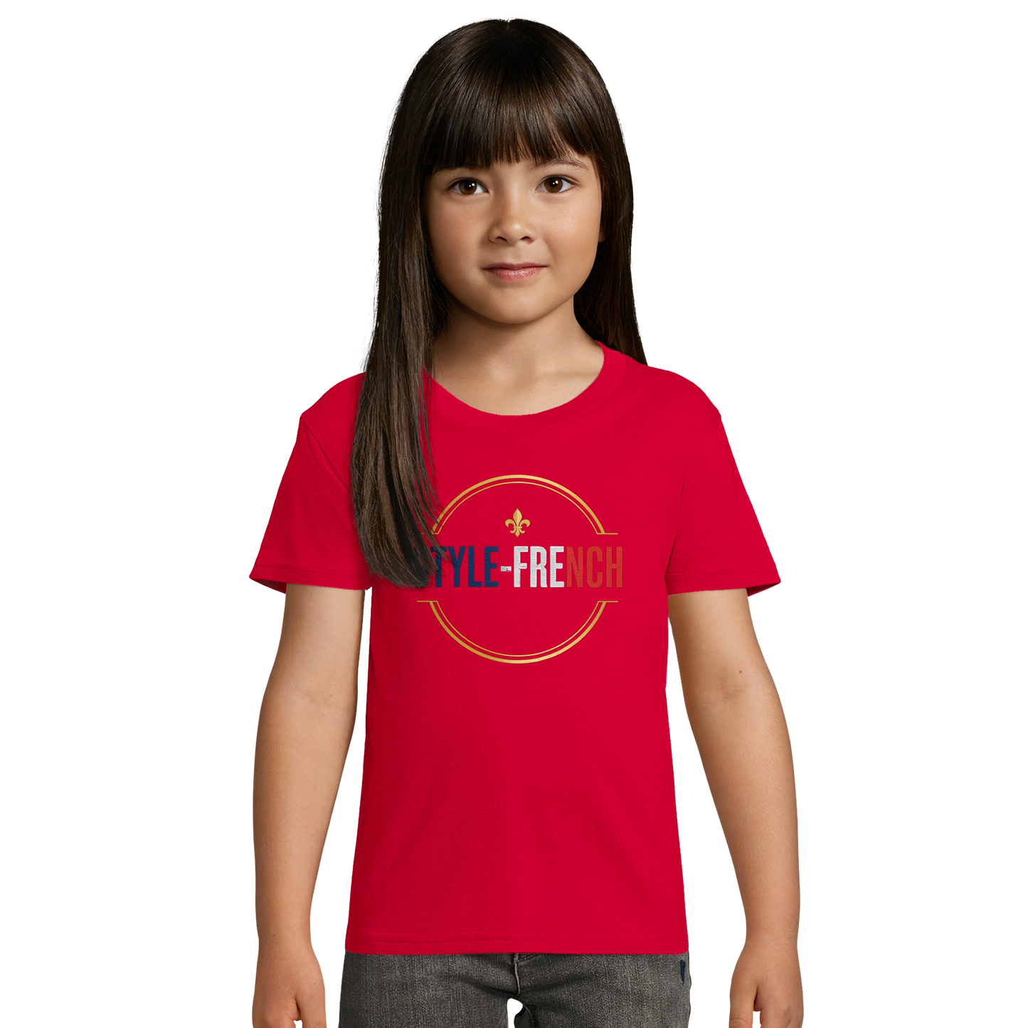 T-Shirt Fille Française au Grand Cœur – 100% Coton Bio