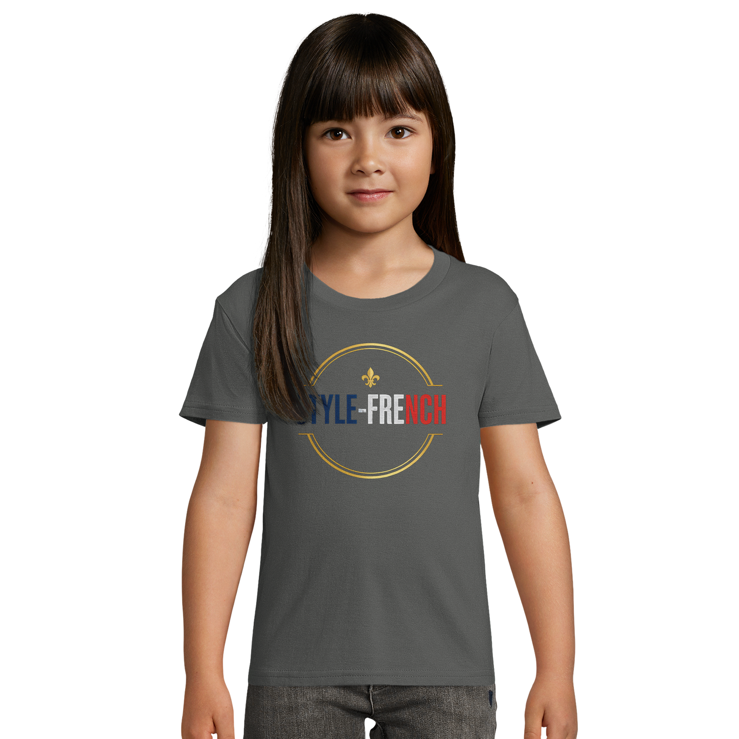 T-Shirt fille  La France Dans Mon Cœur – Coton Bio Premium