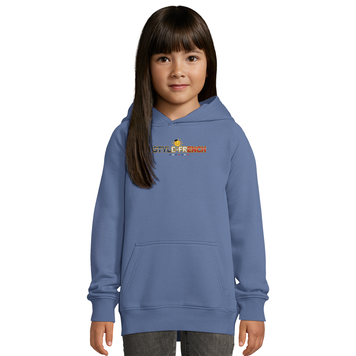 Sweat à Capuche fille- Design La France dans mon Cœur - Coton Bio