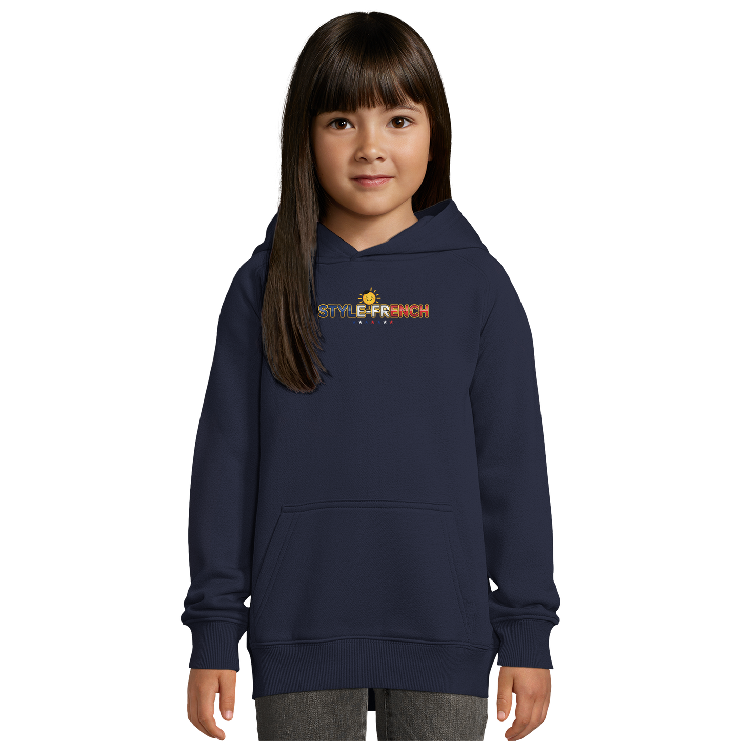 Sweat à Capuche fille- Design La France dans mon Cœur - Coton Bio