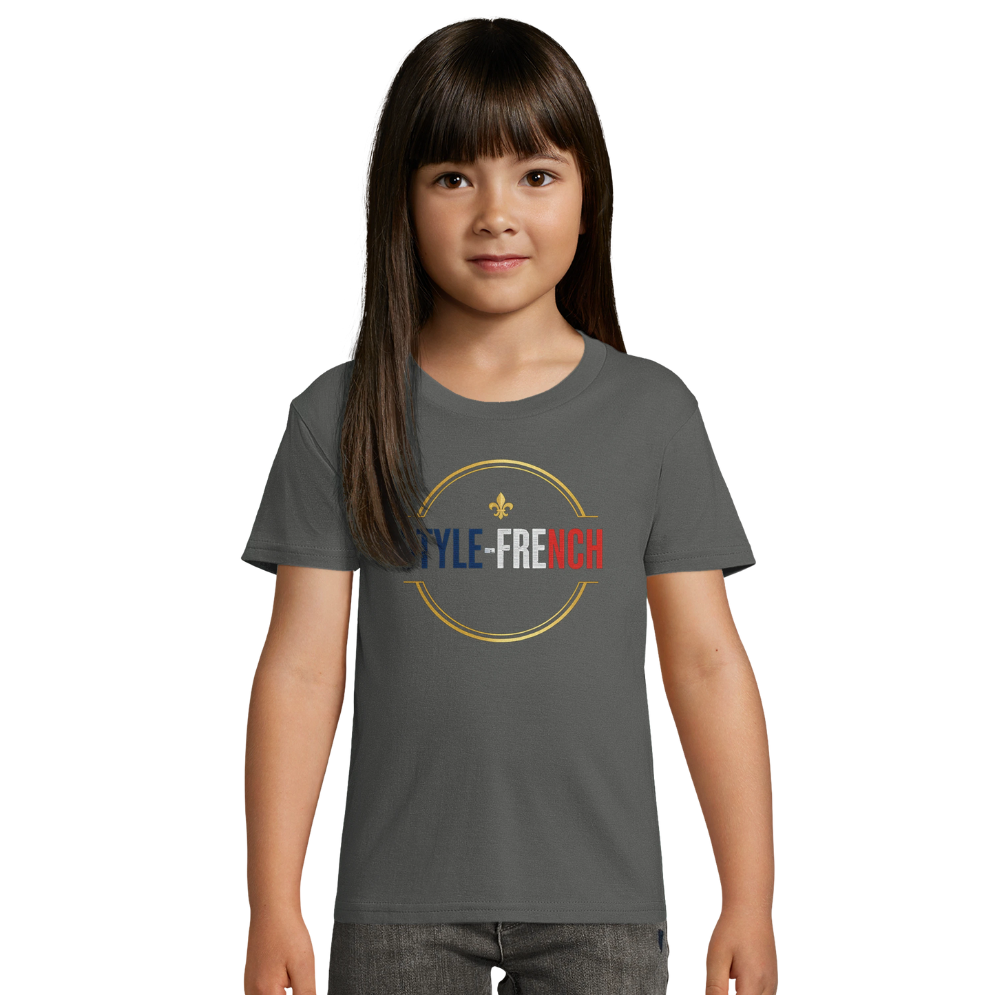 T-Shirt Fille Française au Grand Cœur – 100% Coton Bio