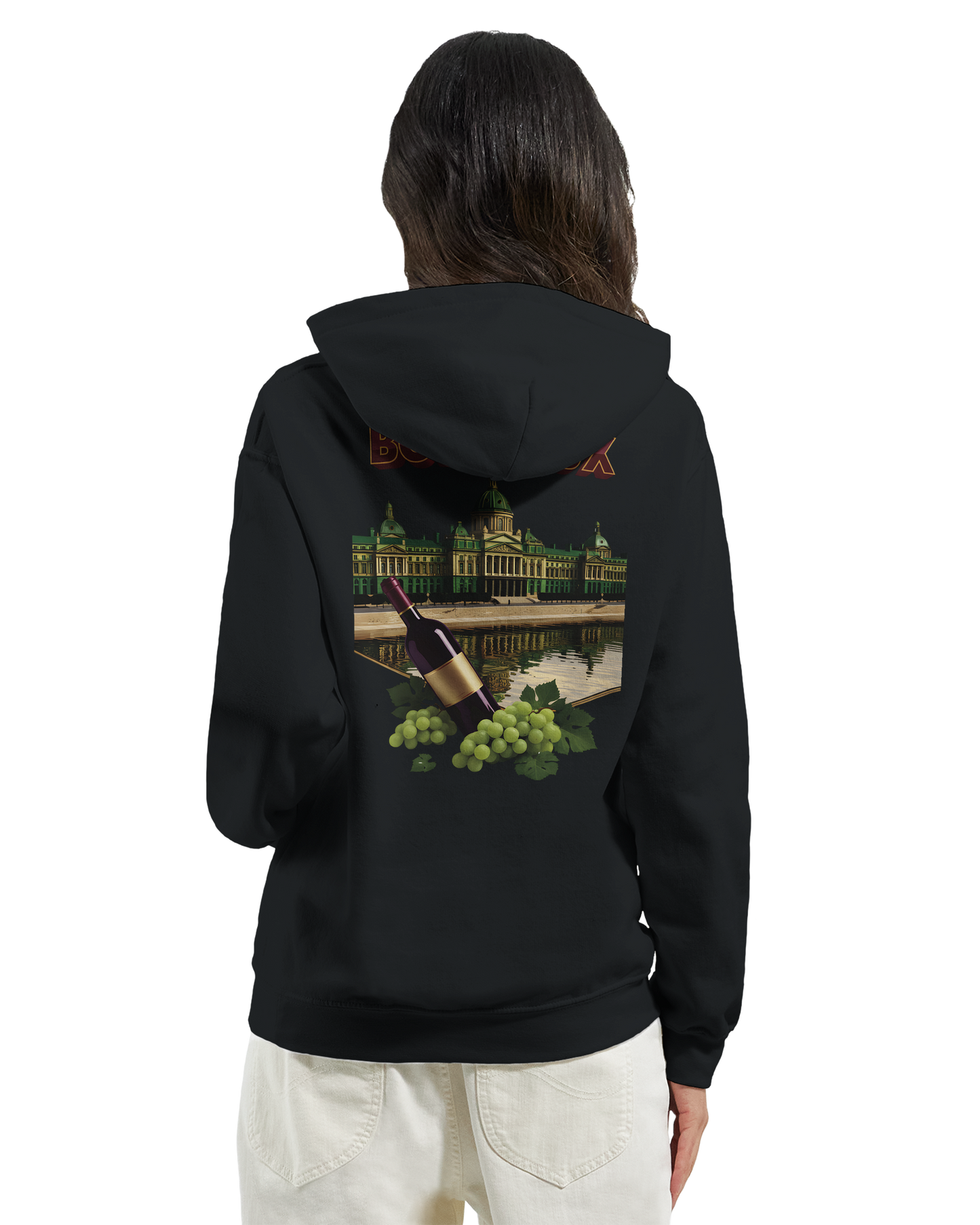 Sweat à capuche unisexe bordeaux Ville de France - Confort premium