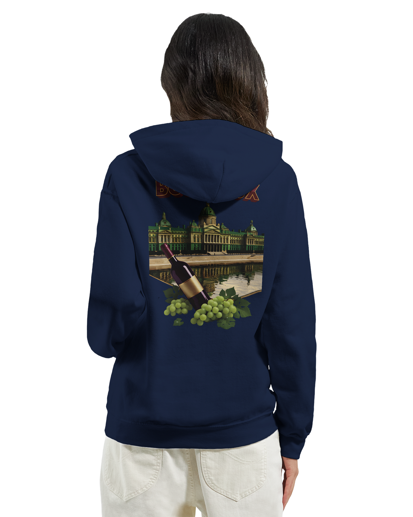 Sweat à capuche unisexe bordeaux Ville de France - Confort premium