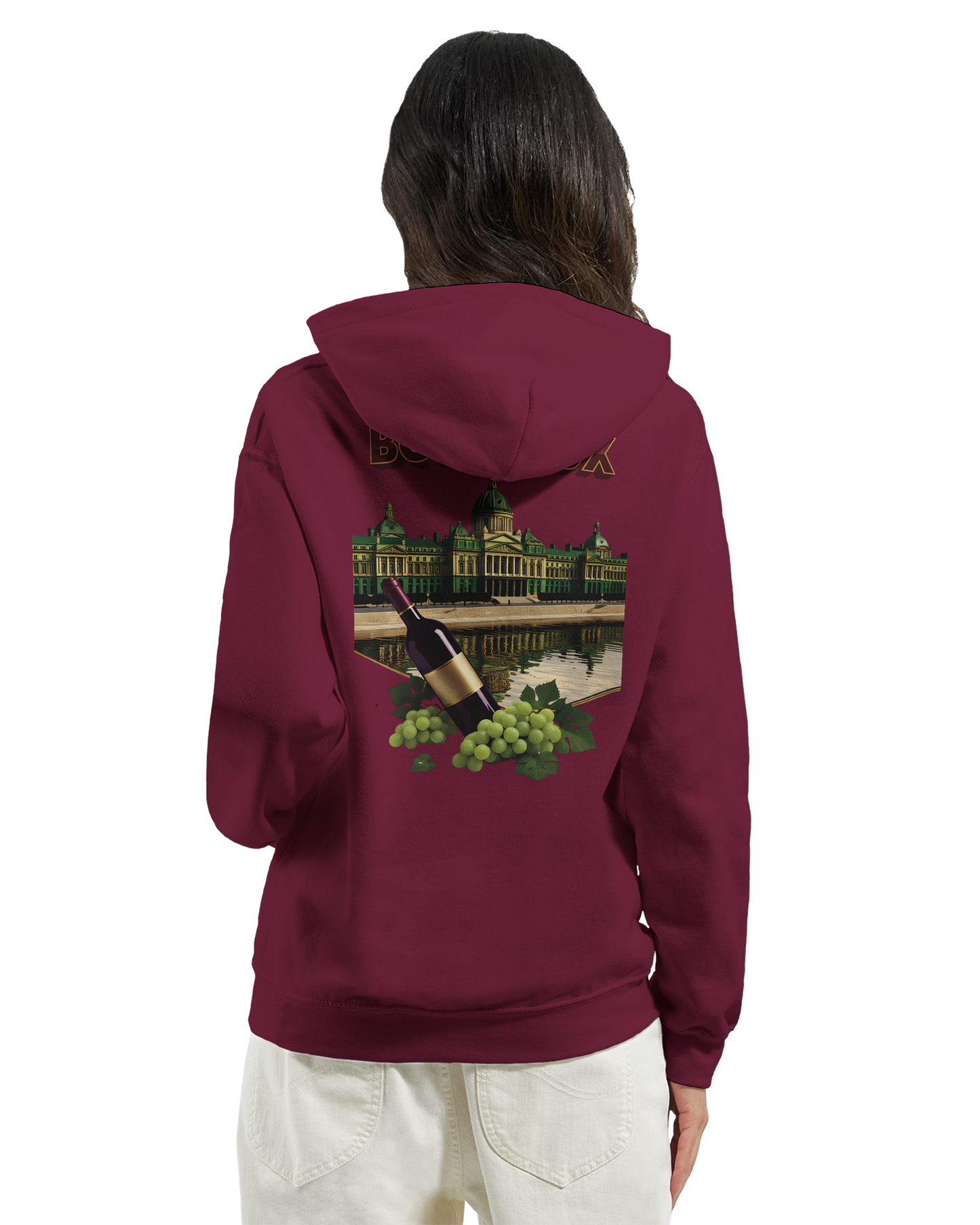 Sweat à capuche unisexe bordeaux Ville de France - Confort premium