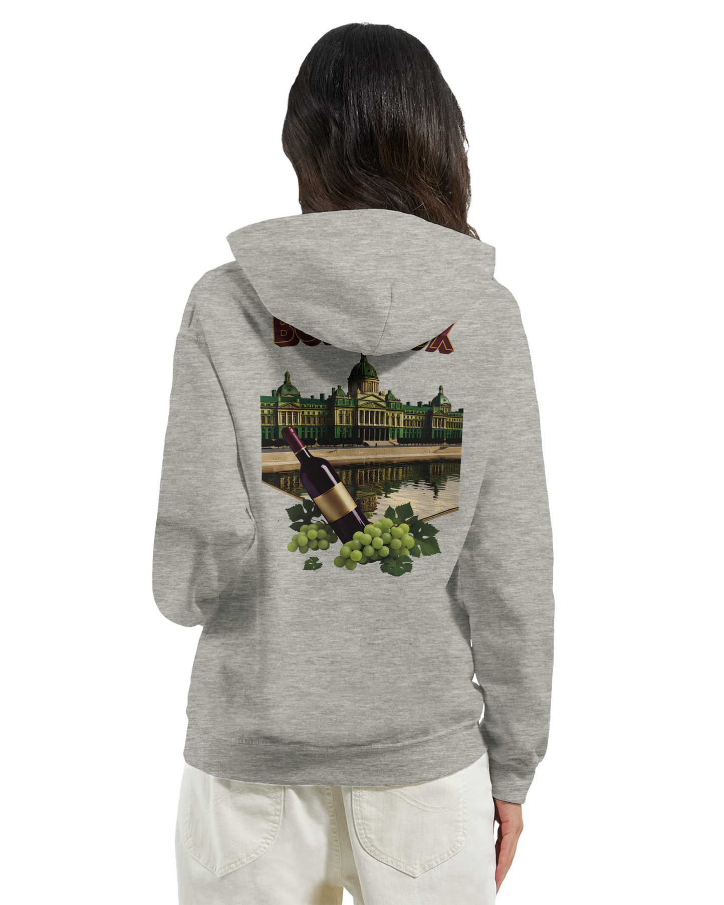 Sweat à capuche unisexe bordeaux Ville de France - Confort premium