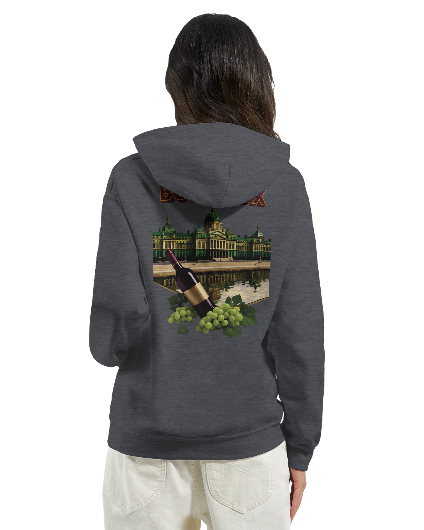 Sweat à capuche unisexe bordeaux Ville de France - Confort premium