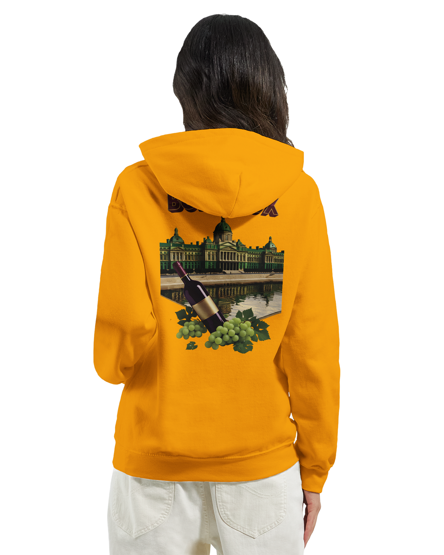 Sweat à capuche unisexe bordeaux Ville de France - Confort premium