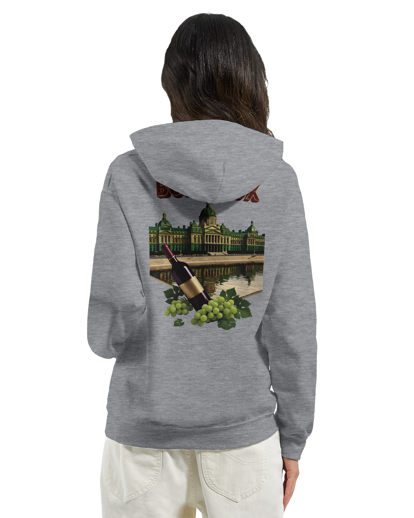 Sweat à capuche unisexe bordeaux Ville de France - Confort premium