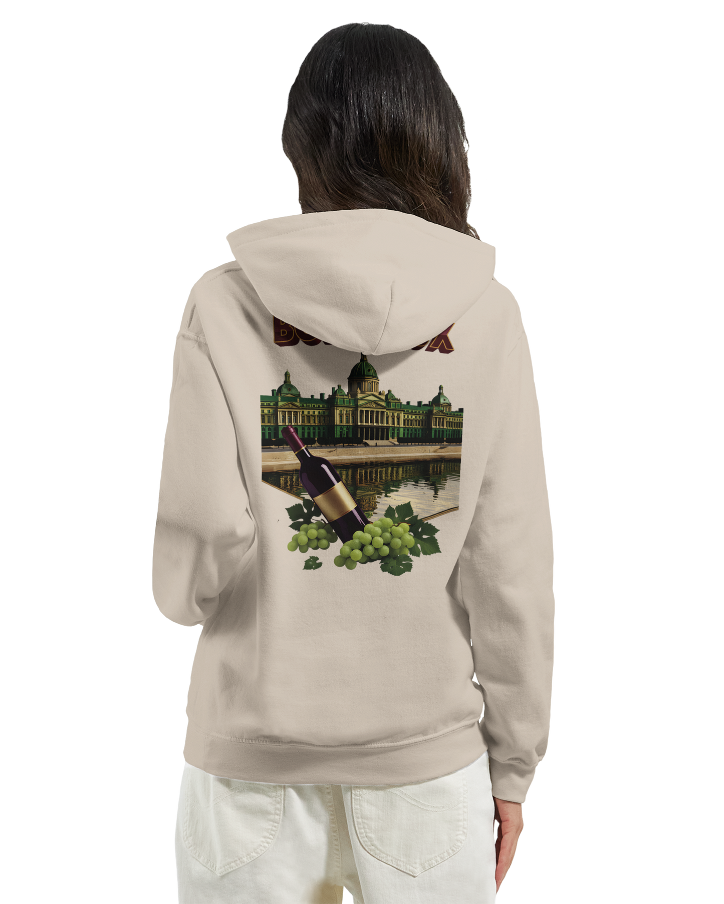 Sweat à capuche unisexe bordeaux Ville de France - Confort premium