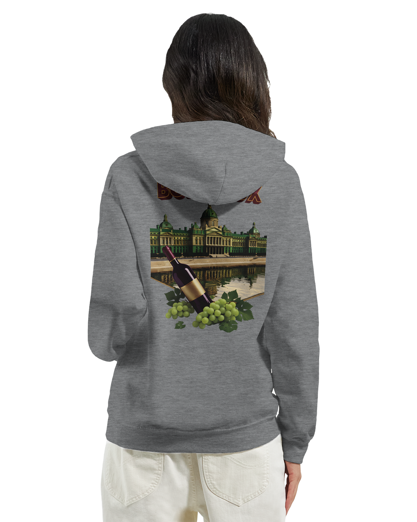 Sweat à capuche unisexe bordeaux Ville de France - Confort premium
