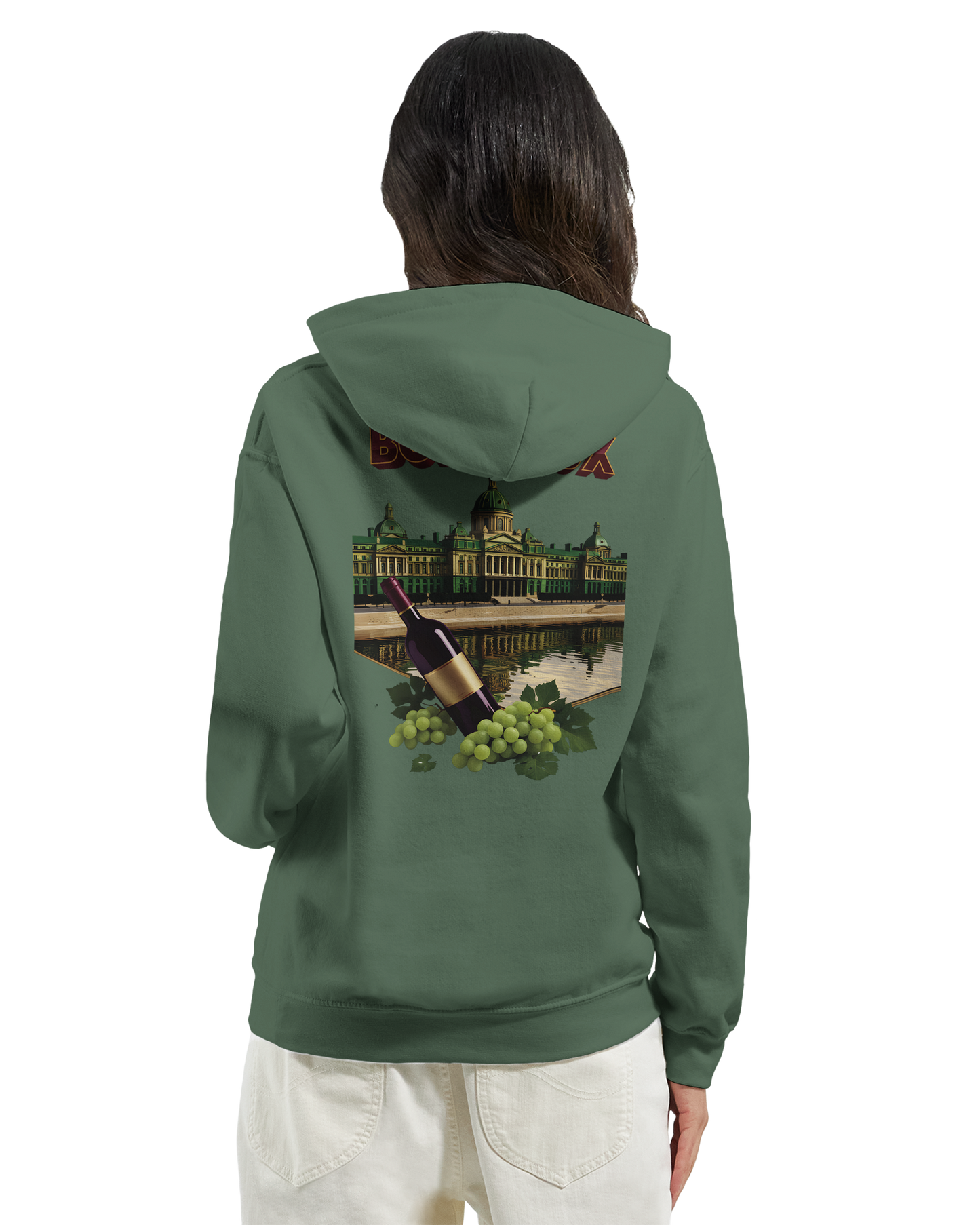 Sweat à capuche unisexe bordeaux Ville de France - Confort premium