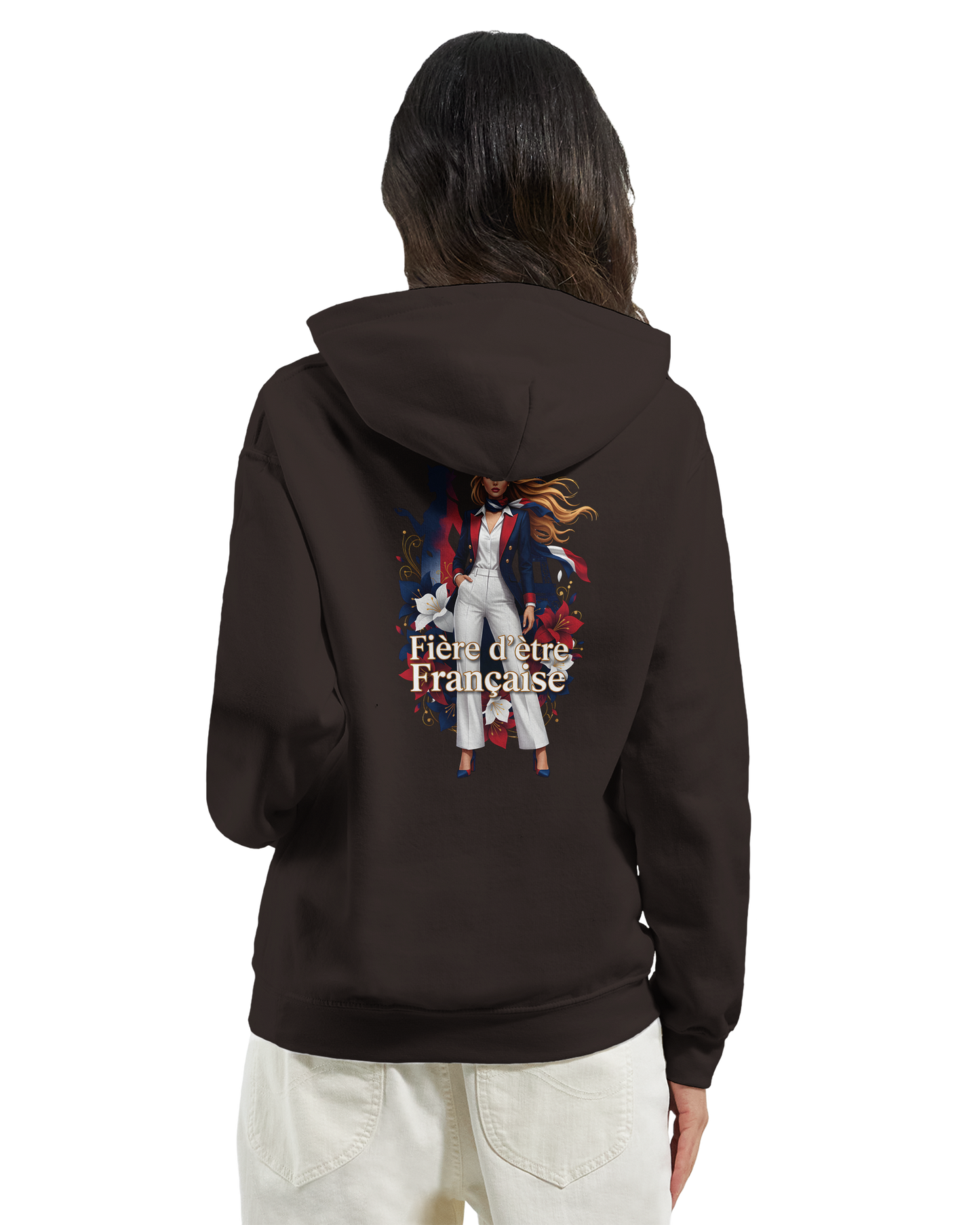 Sweat à Capuche Femme Fière d'être Française - Confort Premium
