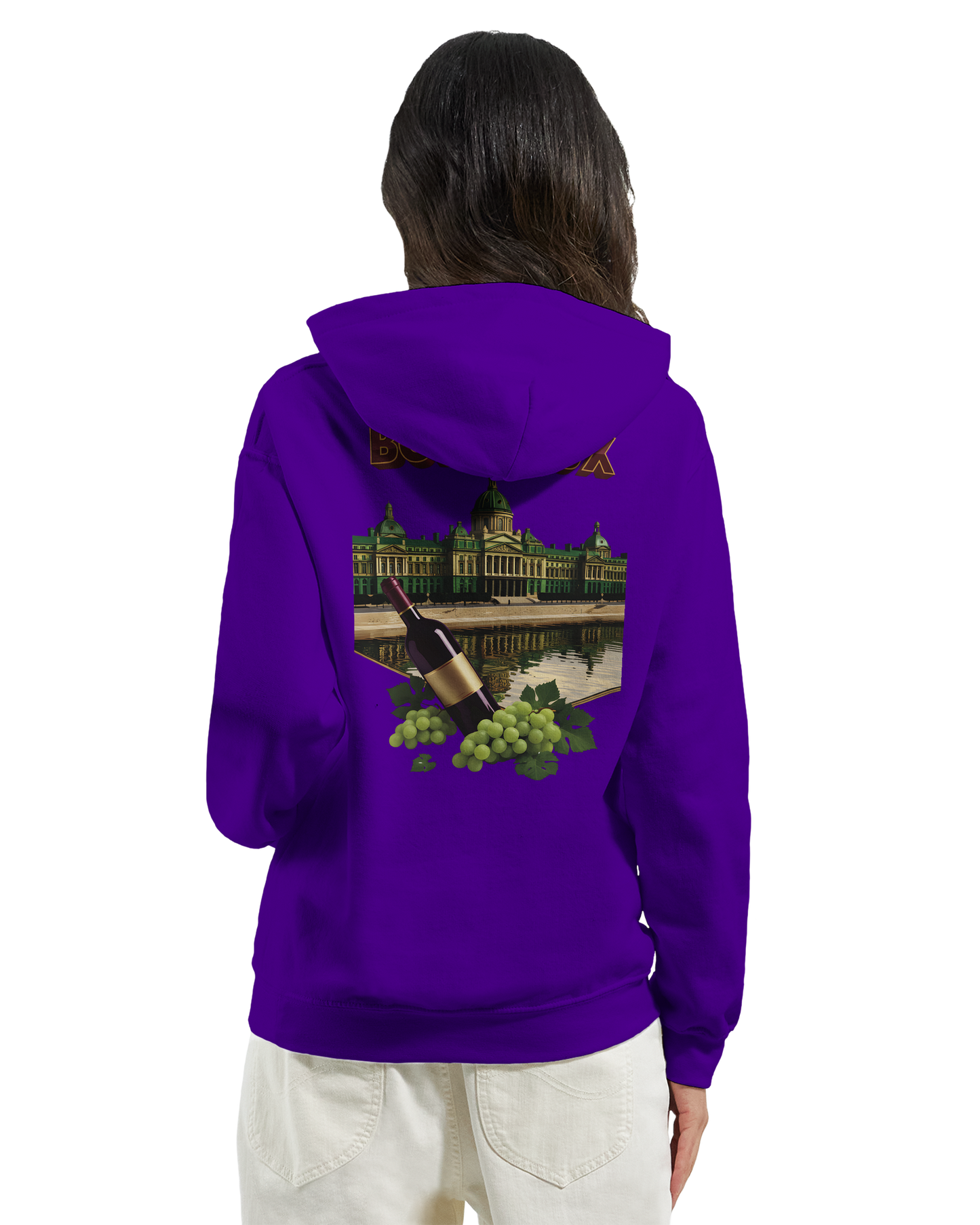 Sweat à capuche unisexe bordeaux Ville de France - Confort premium