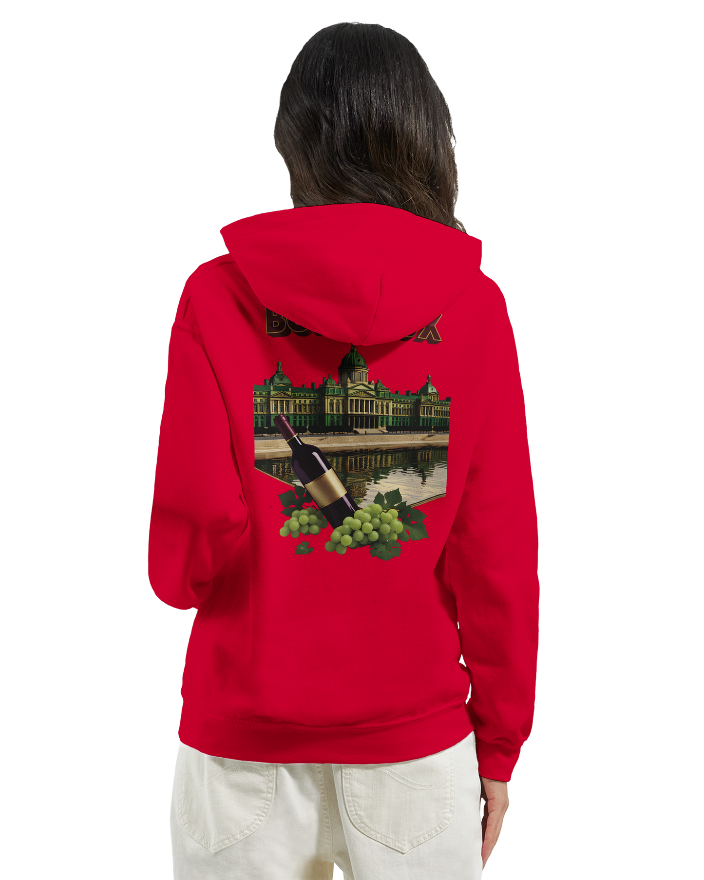 Sweat à capuche unisexe bordeaux Ville de France - Confort premium