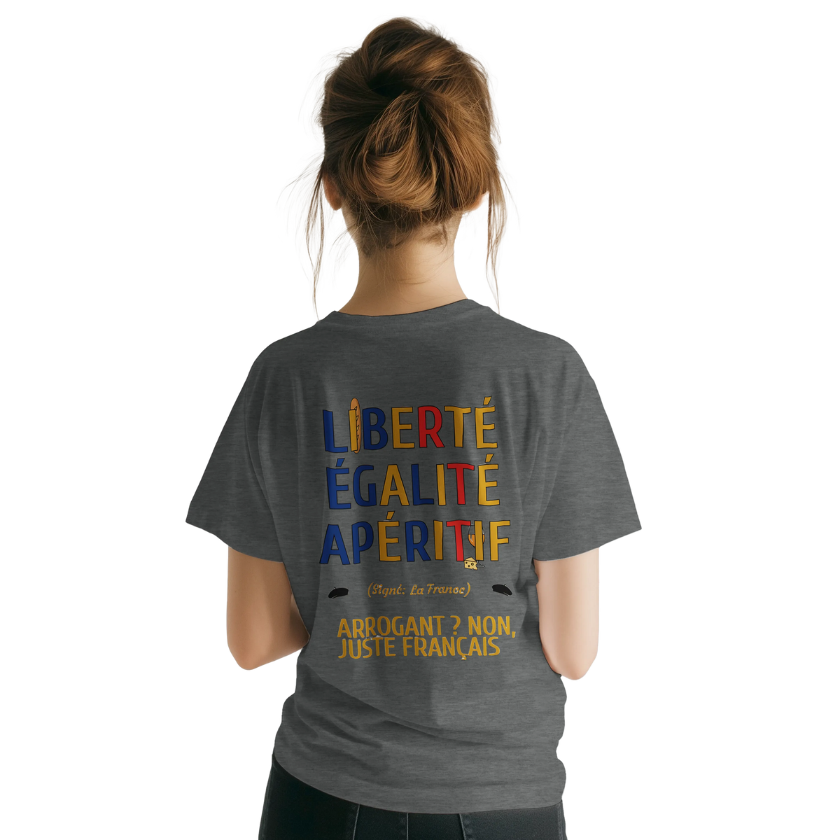 T-Shirt Unisexe Liberté Égalité Apéritif - T-Shirt Humoristique en Coton Premium
