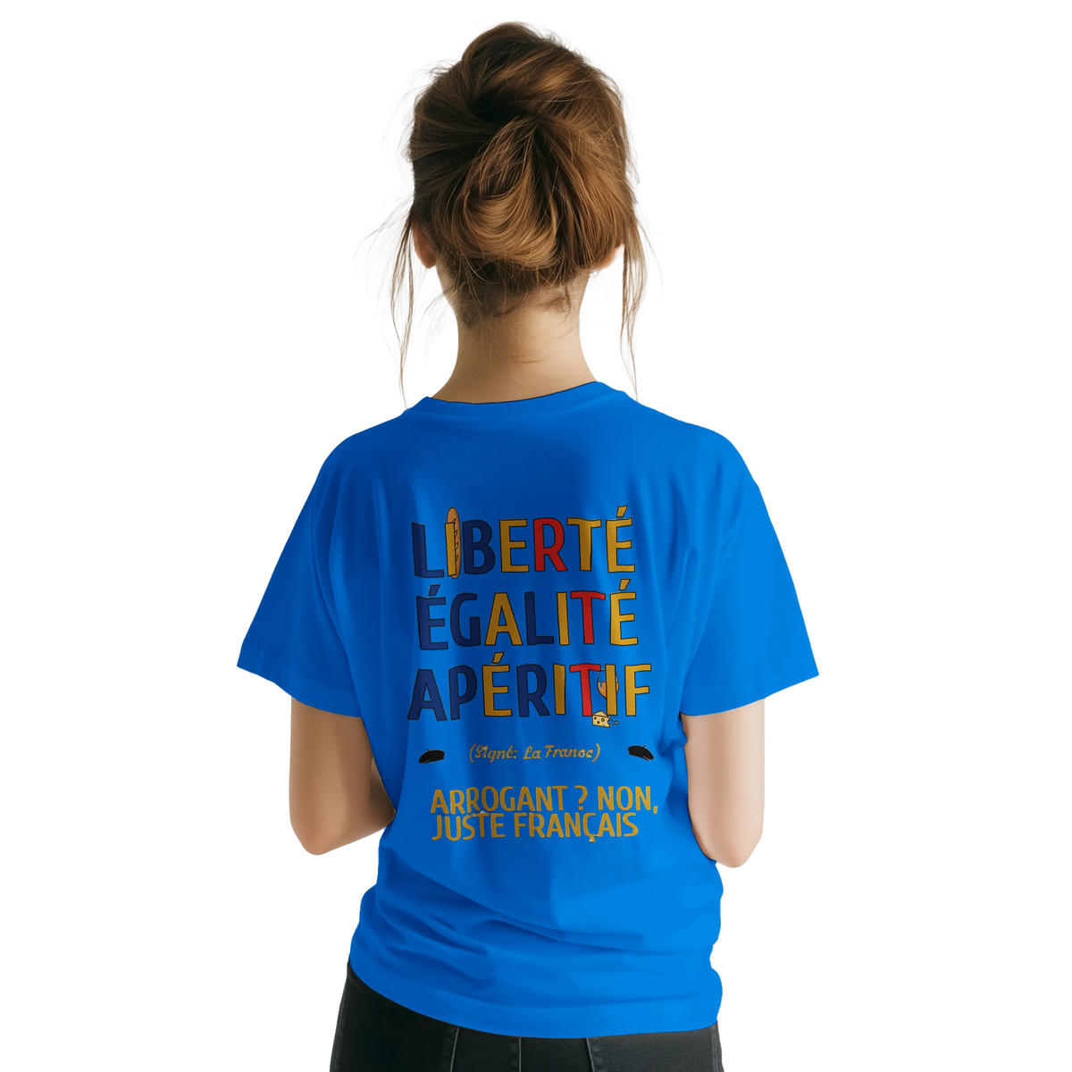 T-Shirt Unisexe Liberté Égalité Apéritif - T-Shirt Humoristique en Coton Premium