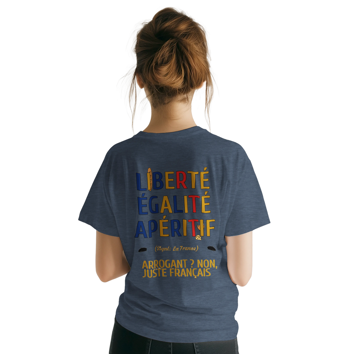 T-Shirt Unisexe Liberté Égalité Apéritif - T-Shirt Humoristique en Coton Premium
