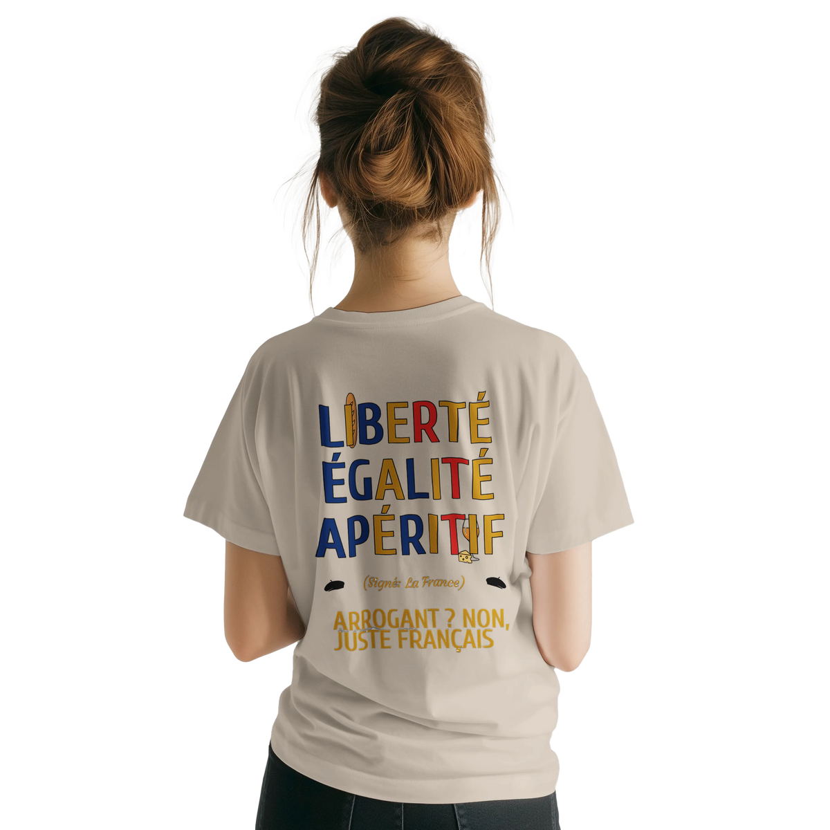T-Shirt Unisexe Liberté Égalité Apéritif - T-Shirt Humoristique en Coton Premium