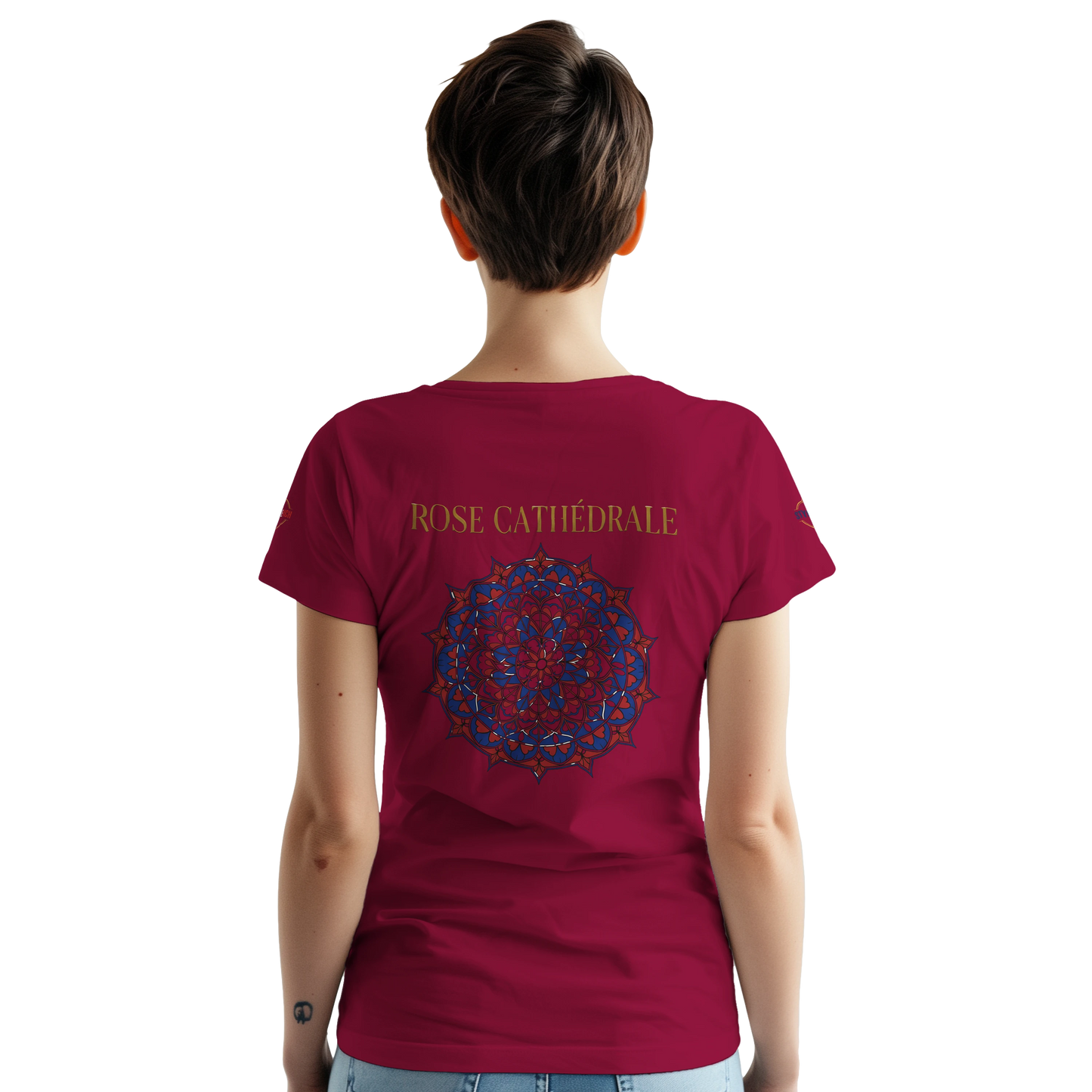 T-shirt Femme Rose Cathédrale – Coton Épais à Coupe Classique