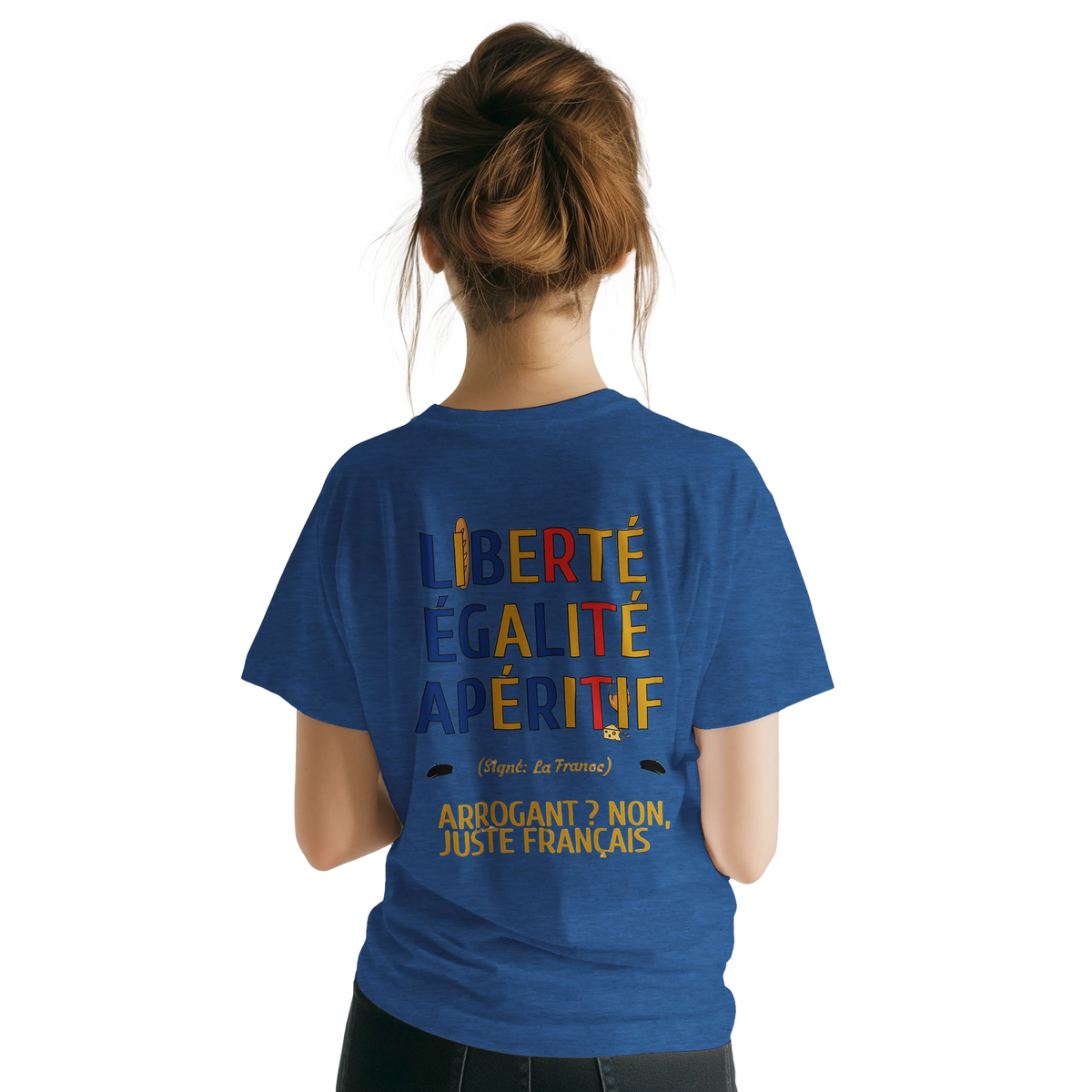 T-Shirt Unisexe Liberté Égalité Apéritif - T-Shirt Humoristique en Coton Premium