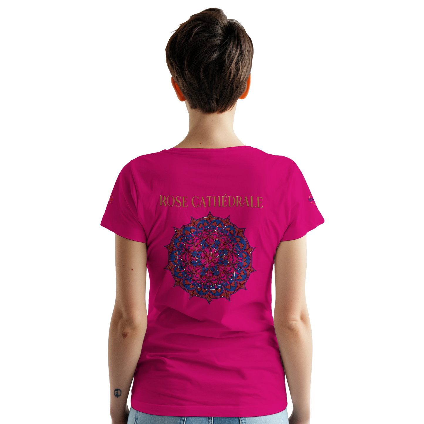 T-shirt Femme Rose Cathédrale – Coton Épais à Coupe Classique