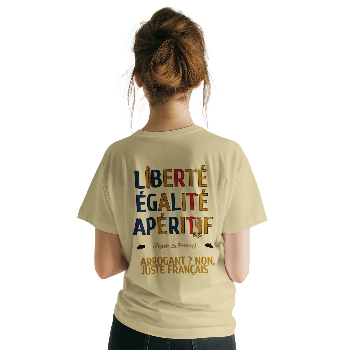 T-Shirt Unisexe Liberté Égalité Apéritif - T-Shirt Humoristique en Coton Premium