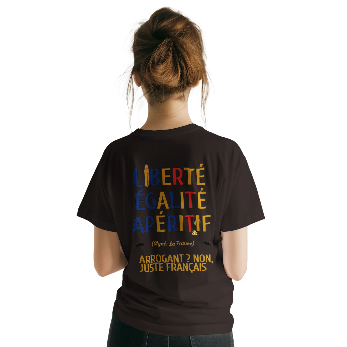 T-Shirt Unisexe Liberté Égalité Apéritif - T-Shirt Humoristique en Coton Premium