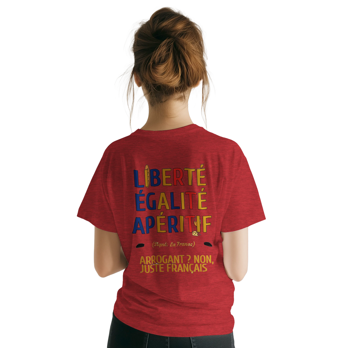 T-Shirt Unisexe Liberté Égalité Apéritif - T-Shirt Humoristique en Coton Premium