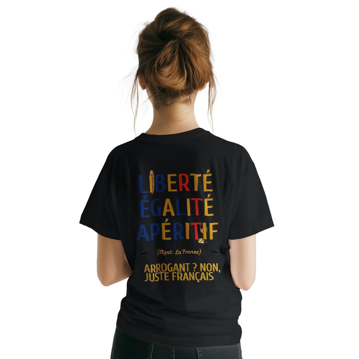 T-Shirt Unisexe Liberté Égalité Apéritif - T-Shirt Humoristique en Coton Premium