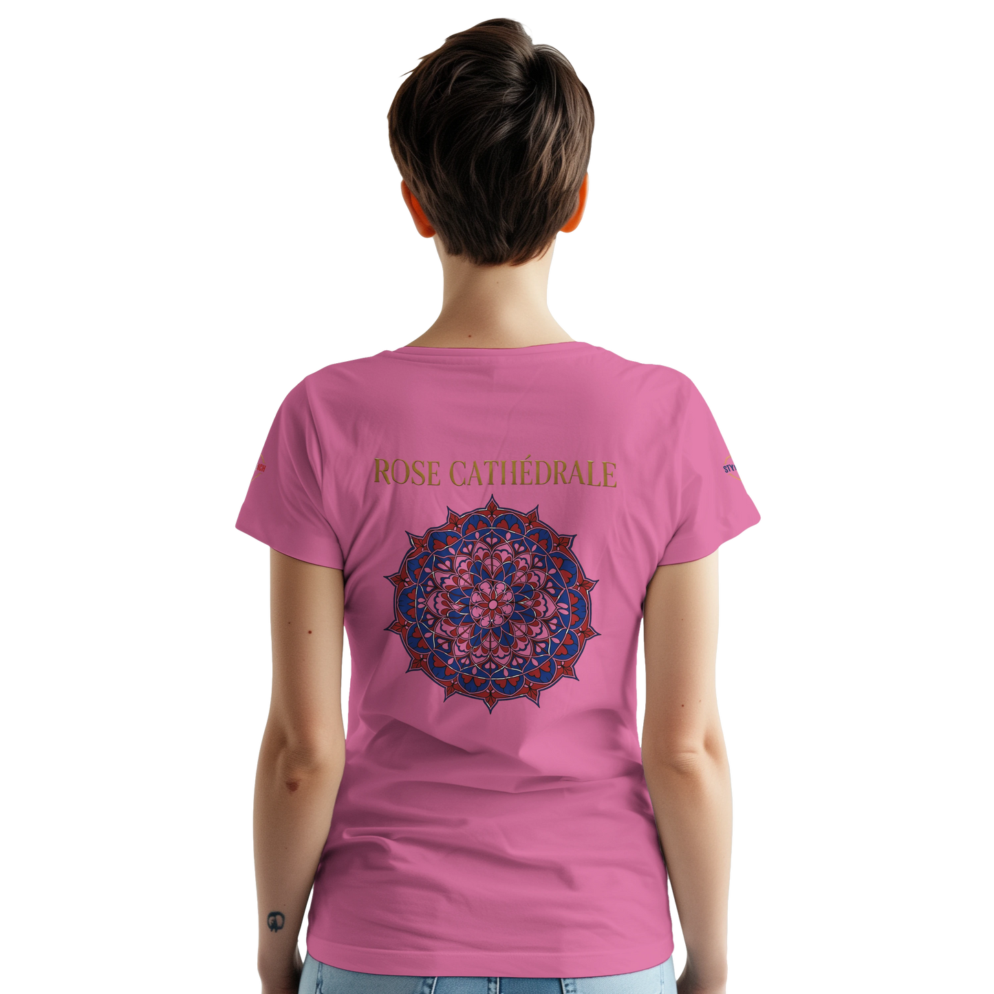 T-shirt Femme Rose Cathédrale – Coton Épais à Coupe Classique