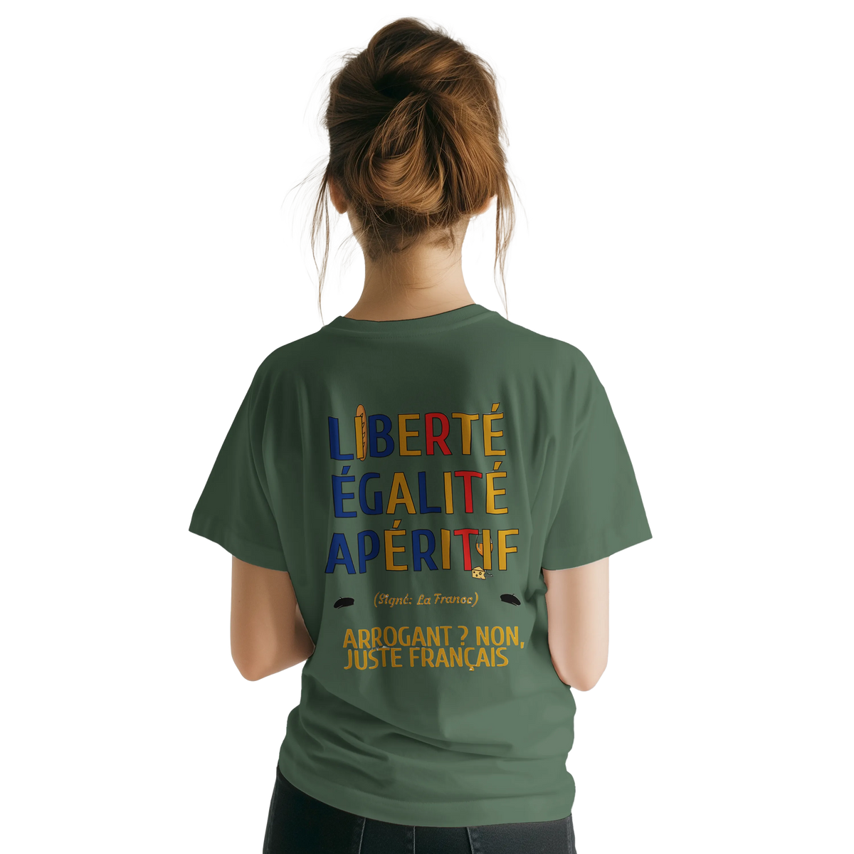 T-Shirt Unisexe Liberté Égalité Apéritif - T-Shirt Humoristique en Coton Premium