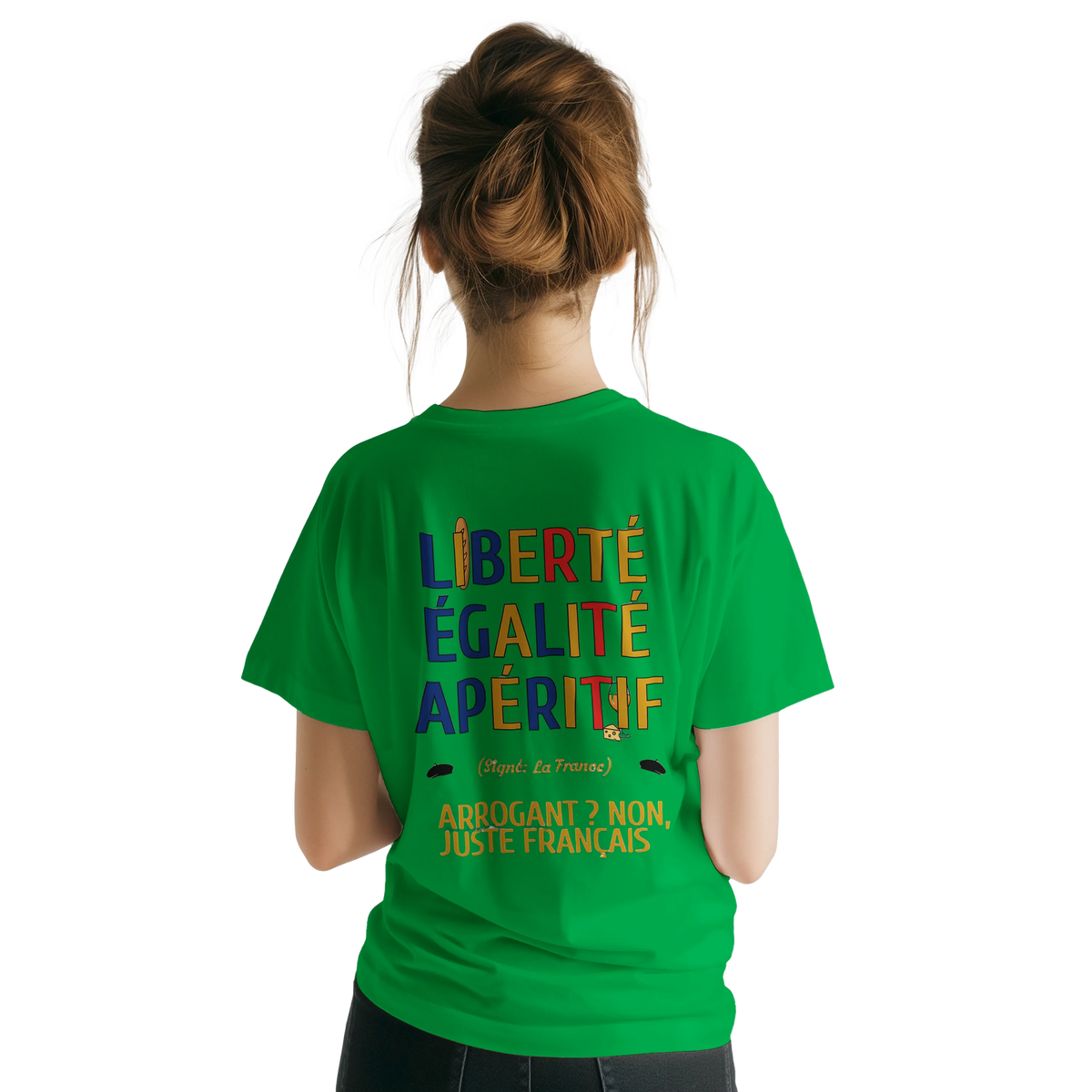 T-Shirt Unisexe Liberté Égalité Apéritif - T-Shirt Humoristique en Coton Premium