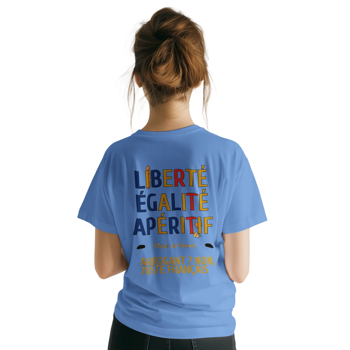 T-Shirt Unisexe Liberté Égalité Apéritif - T-Shirt Humoristique en Coton Premium