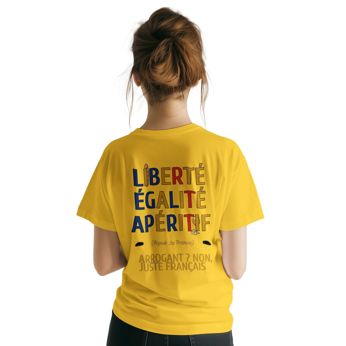 T-Shirt Unisexe Liberté Égalité Apéritif - T-Shirt Humoristique en Coton Premium
