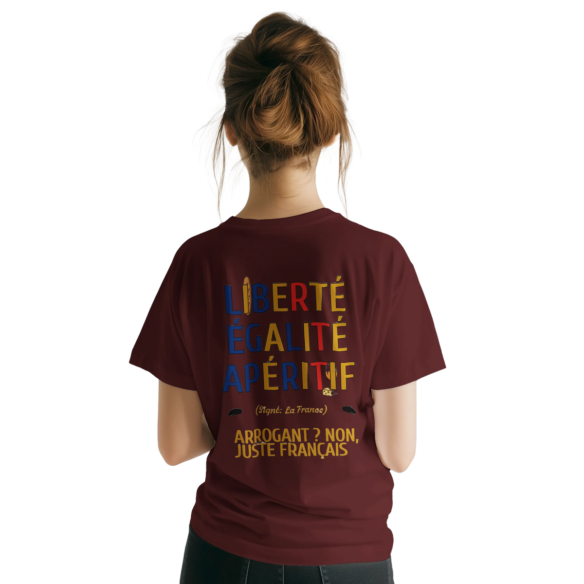 T-Shirt Unisexe Liberté Égalité Apéritif - T-Shirt Humoristique en Coton Premium