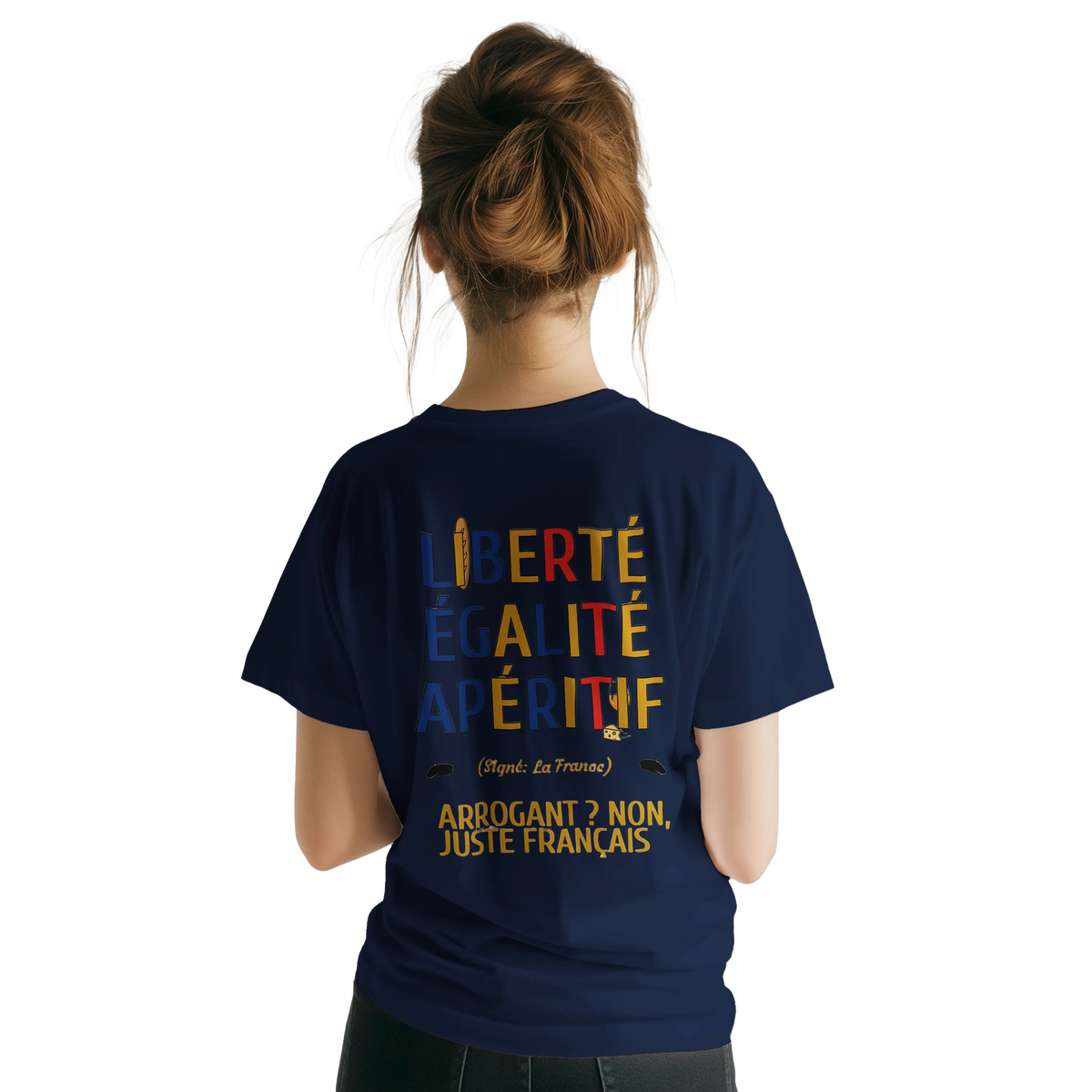 T-Shirt Unisexe Liberté Égalité Apéritif - T-Shirt Humoristique en Coton Premium