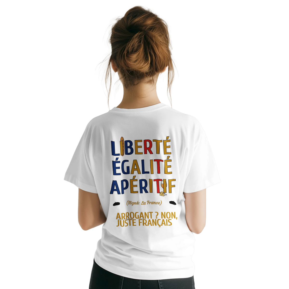 T-Shirt Unisexe Liberté Égalité Apéritif - T-Shirt Humoristique en Coton Premium