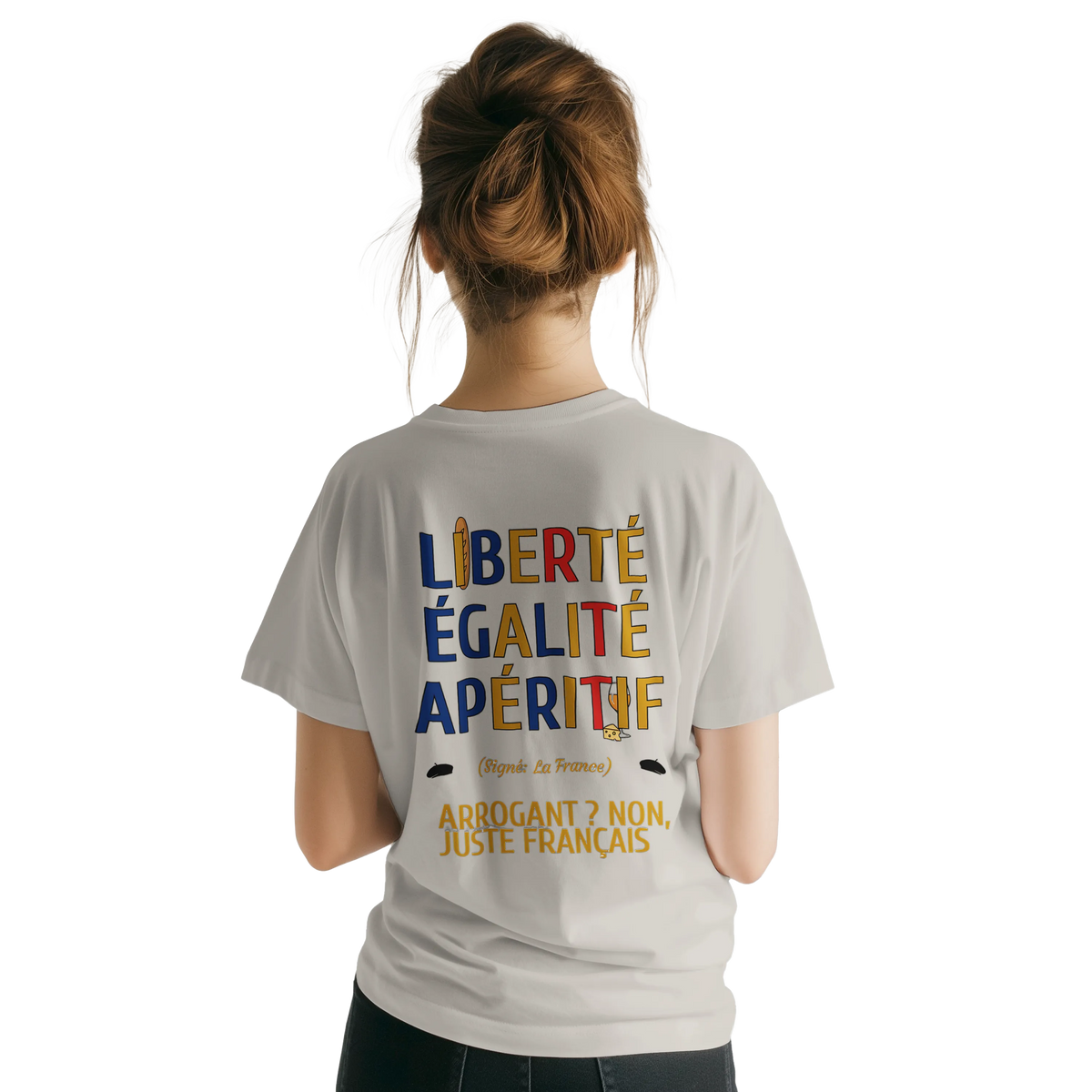 T-Shirt Unisexe Liberté Égalité Apéritif - T-Shirt Humoristique en Coton Premium