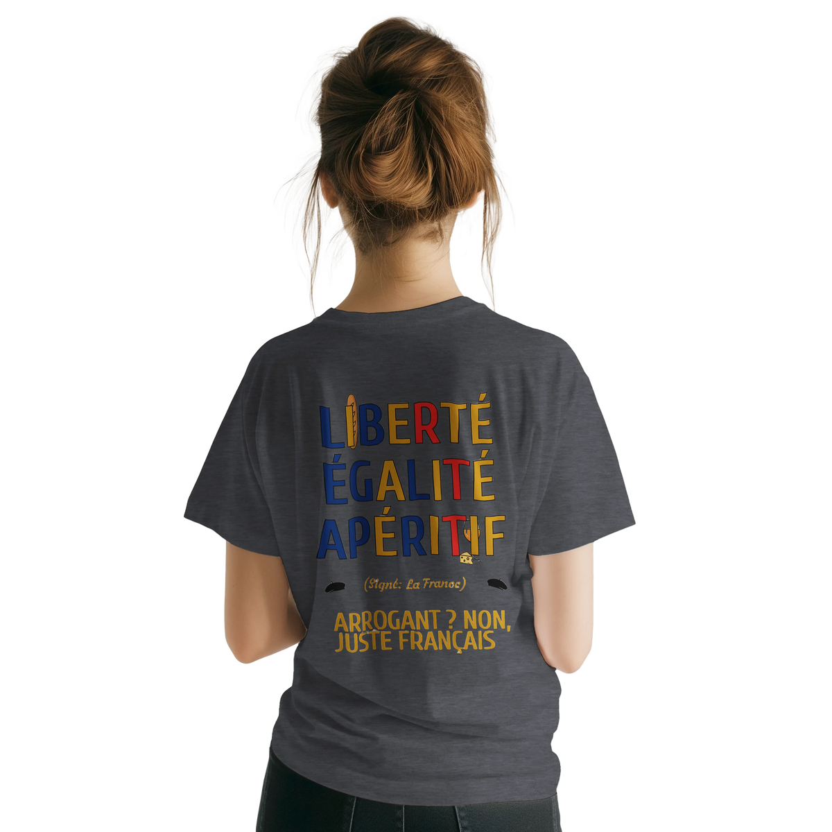 T-Shirt Unisexe Liberté Égalité Apéritif - T-Shirt Humoristique en Coton Premium