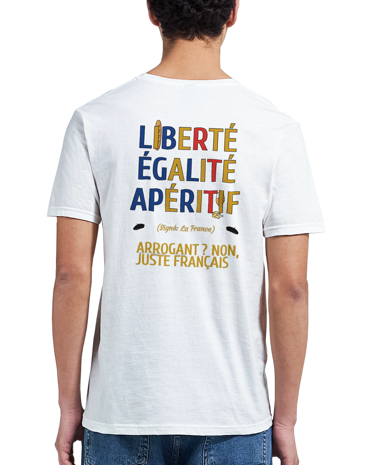 T-Shirt Unisexe Liberté Égalité Apéritif - T-Shirt Humoristique en Coton Premium