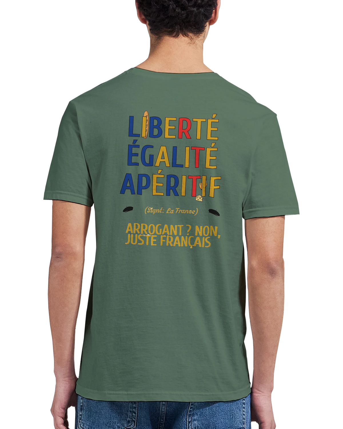 T-Shirt Unisexe Liberté Égalité Apéritif - T-Shirt Humoristique en Coton Premium
