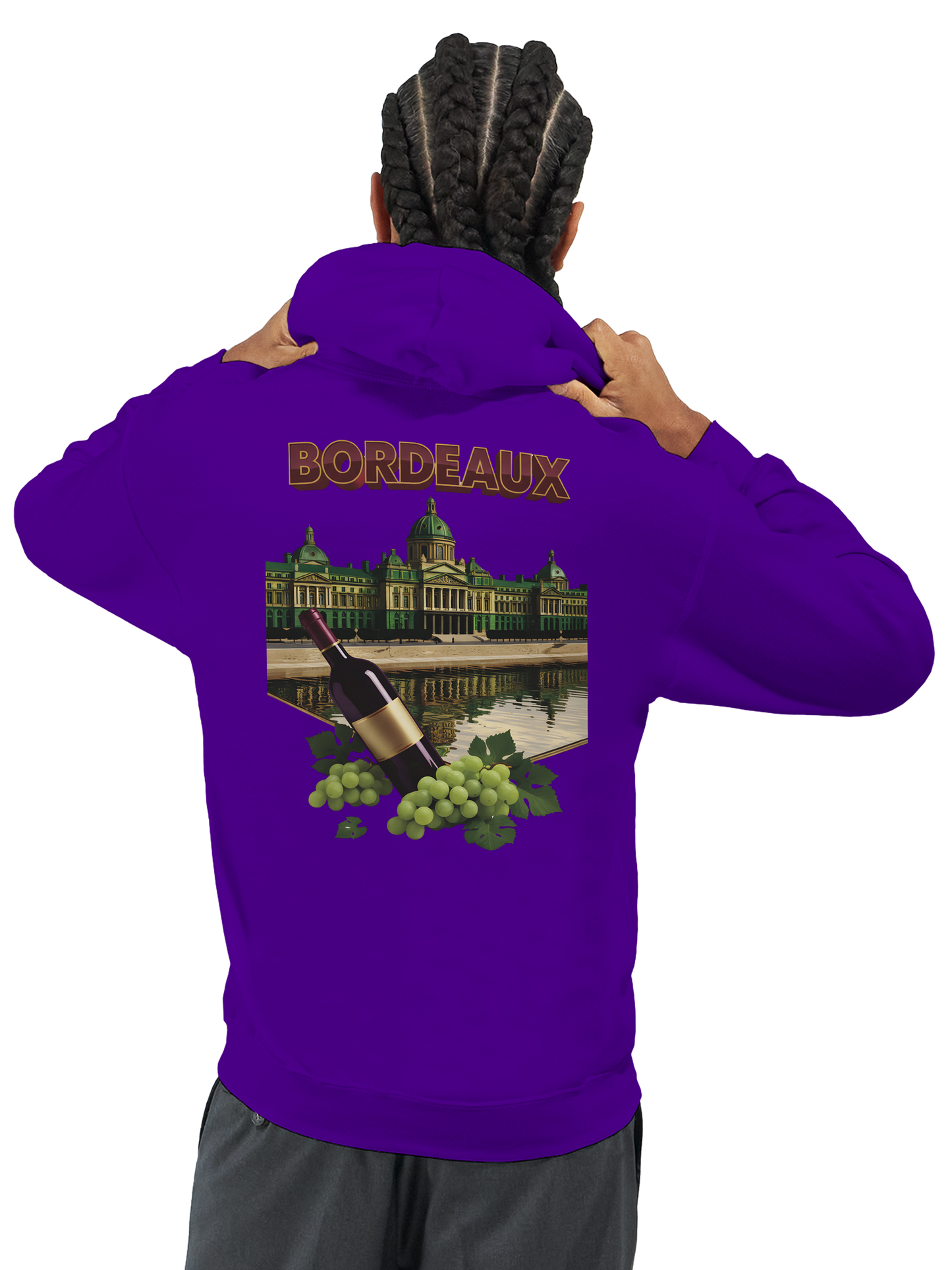 Sweat à capuche unisexe bordeaux Ville de France - Confort premium
