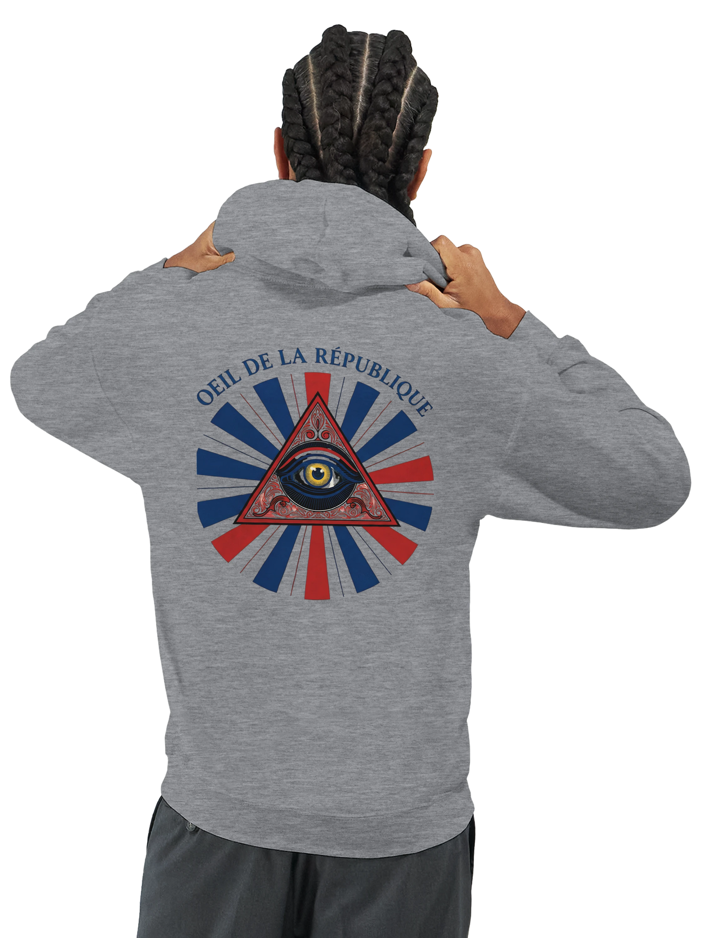 Sweat à capuche Homme - Design Œil de la République - Premium Confort